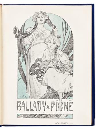 ALPHONSE MUCHA (1860-1939).  [BOOK ILLUSTRATIONS, PORTFOLIO & BOOKPLATE.] Group of 5 items. Sizes vary.
